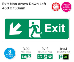 Exit Man Arrow Down Left Sign
