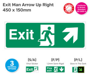 Exit Man Arrow Up Right Sign