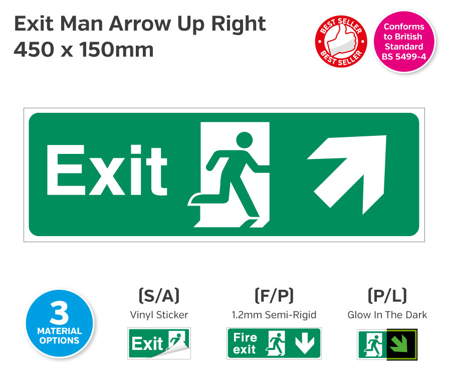 Exit Man Arrow Up Right Sign