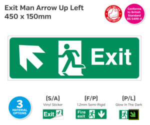 Exit Man Arrow Up Left Sign
