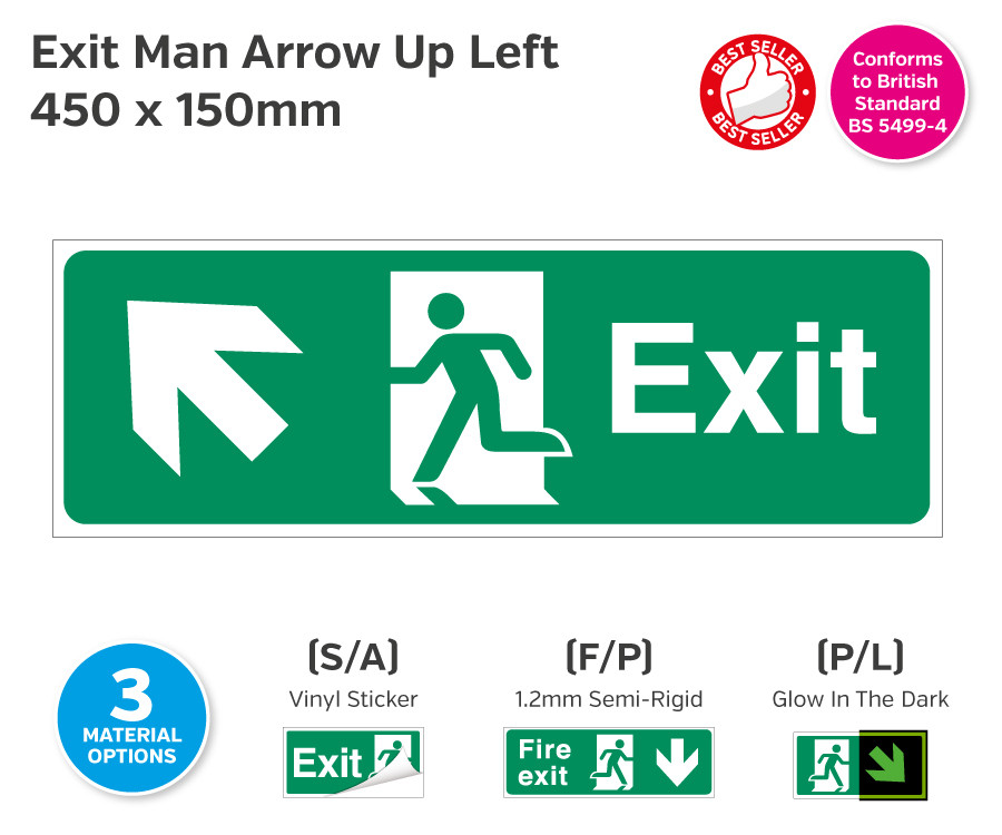 Exit Man Arrow Up Left Sign