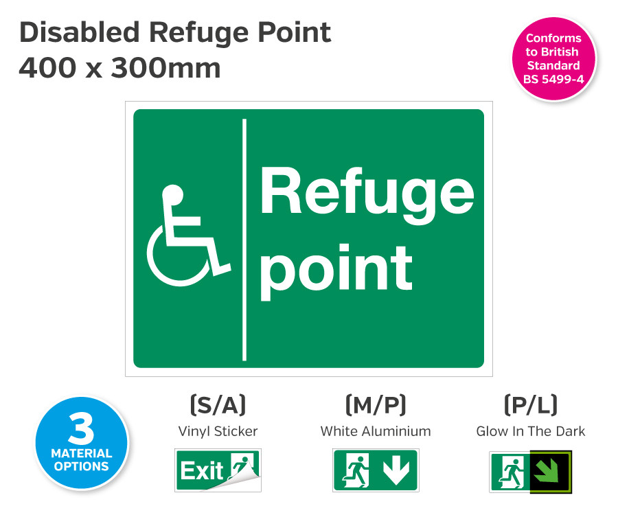 Disabled Refuge Point Notice - 400 x 300mm