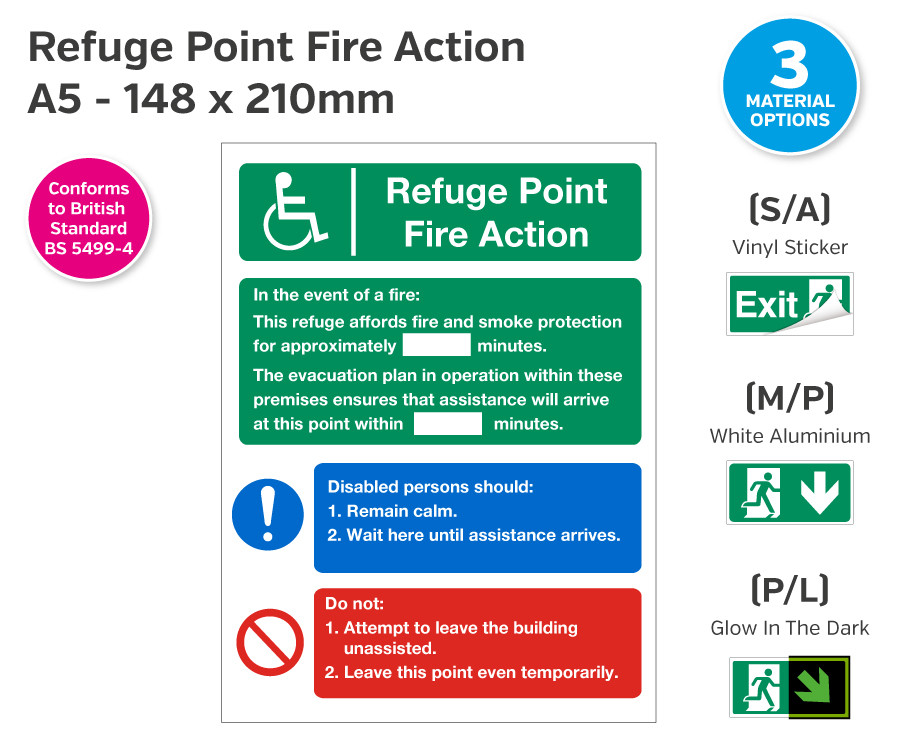 Disabled Refuge Point Fire Action Notice - A5