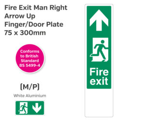 Fire Exit Man Right Arrow Up Door Finger Plate