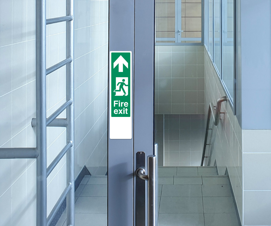 es230 fire exit man right arrow up finger plate