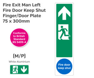 Fire Exit Man Left Arrow Up Fire Door Keep Shut Door Finger Plate