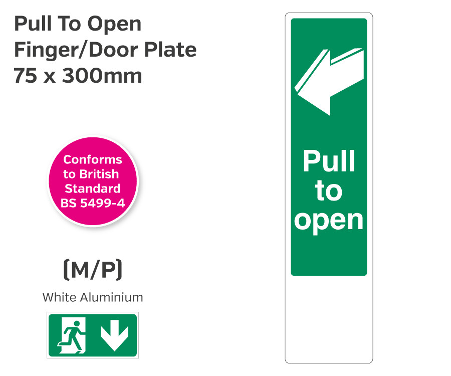 Pull to Open Arrow Left Door Finger Plate