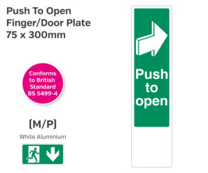 Push to Open Arrow Right Door Shut Door Finger Plate