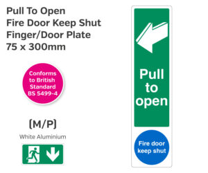 Pull to Open Arrow Left Fire Door Keep Shut Door Finger Plate