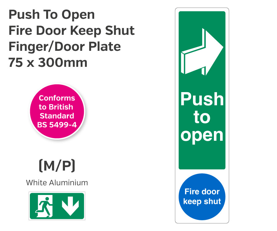 Pull to Open Arrow Right Fire Door Keep Door Finger Plate