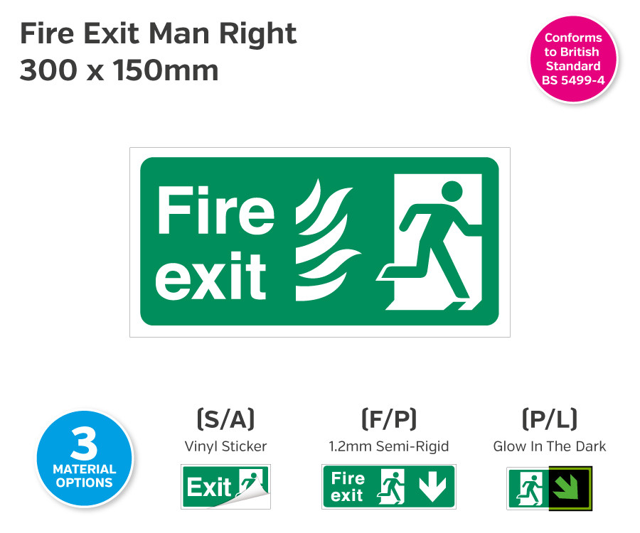 Exit Man Right for Hospitals 300 x 150mm