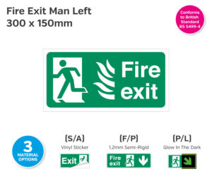 Exit Man Left for Hospitals 300 x 150mm