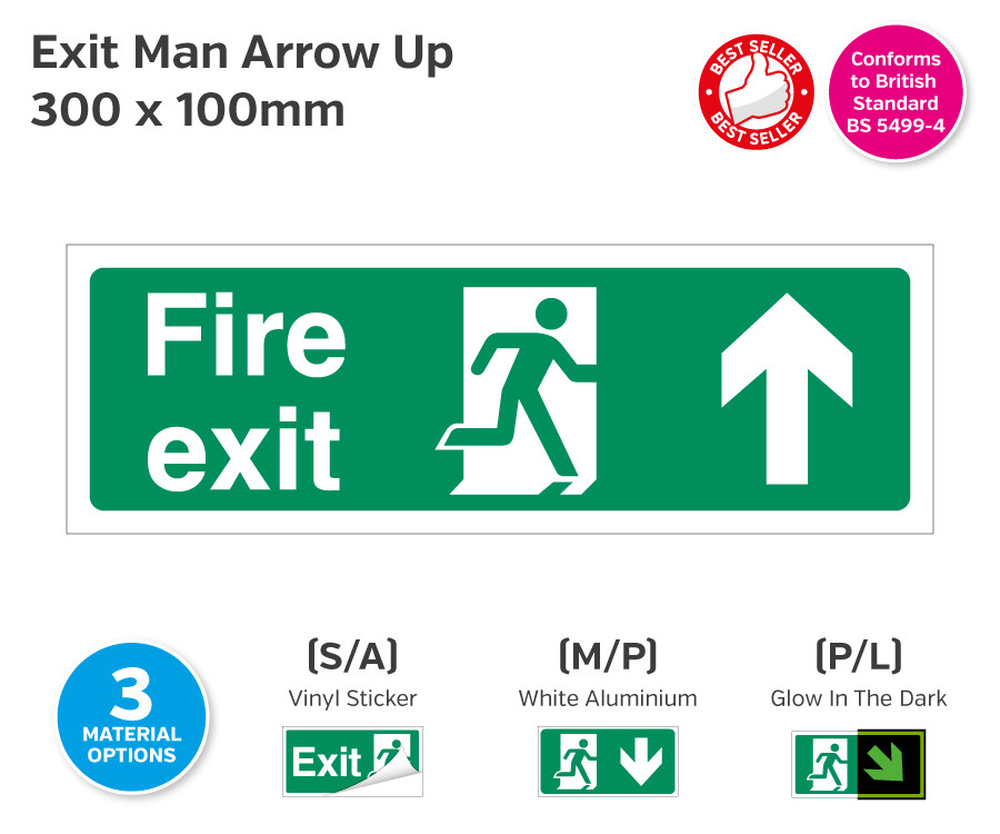 Fire Exit Man Arrow Up Sign