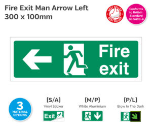 Fire Exit Man Arrow Left Sign