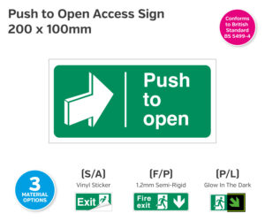 Push to Open Sign - 200 x 100mm