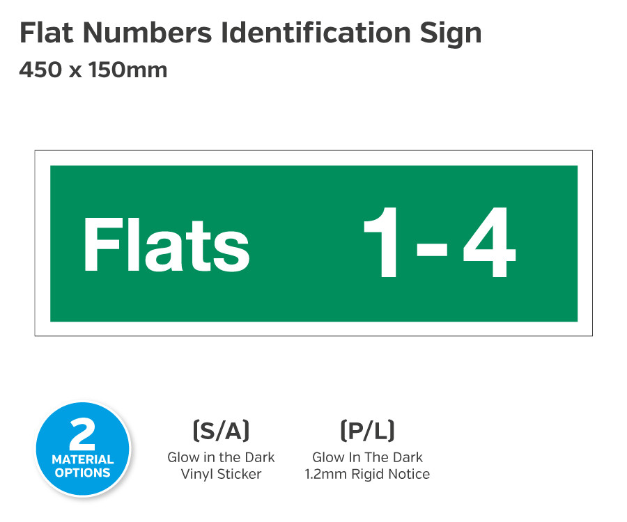 Flat Numbers Identification Sign - 450 x 150mm