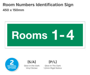 Room Numbers Identification Sign - 450 x 150mm