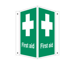First Aid Symbol & Text Projecting Notice