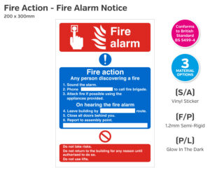 Dual Fire Alarm & Fire Action Notice - 200 x 300mm