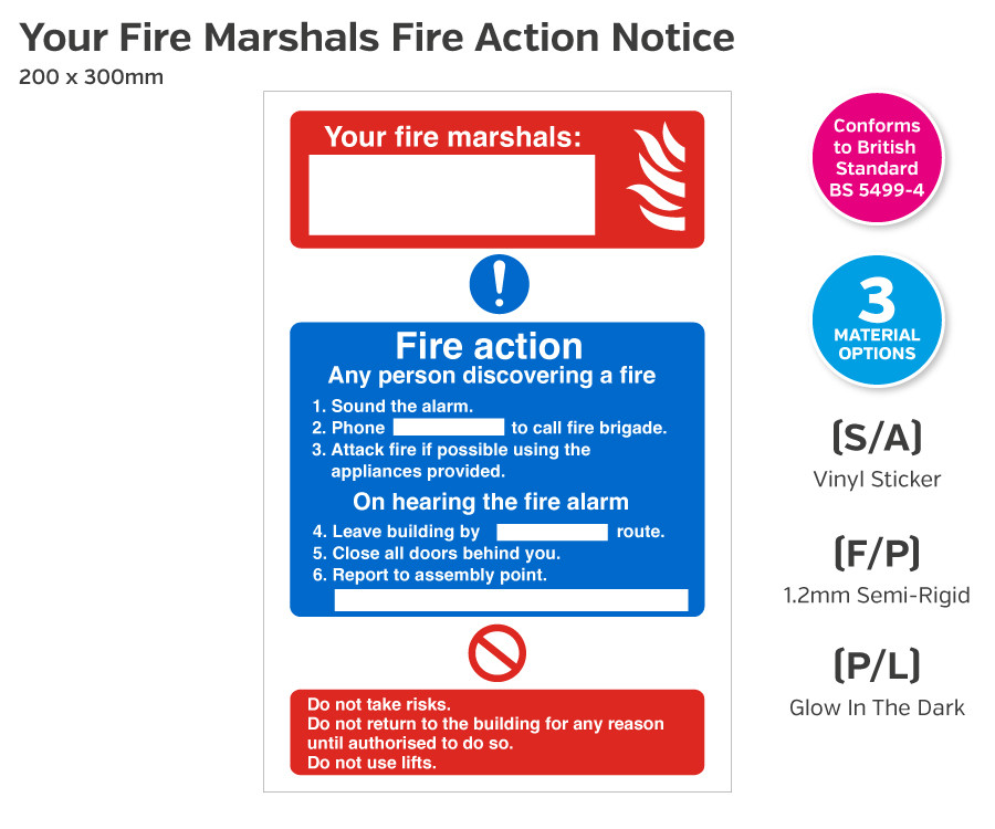 Dual Fire Marshal & Fire Action Notice 200 x 300mm
