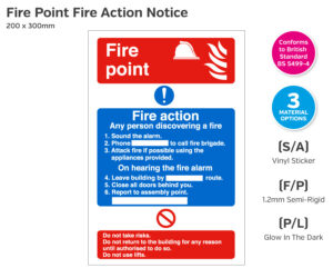 Dual Fire Point & Fire Action Notice 200 x 300mm