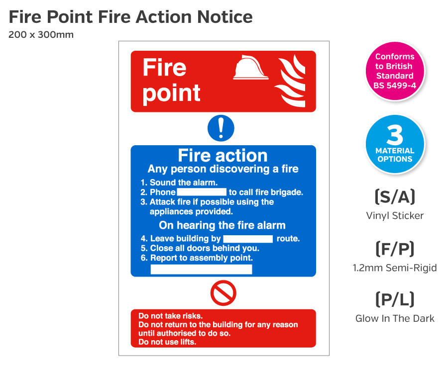 Dual Fire Point & Fire Action Notice 200 x 300mm