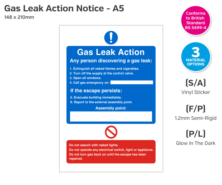 Gas Leak Action Notice - A5