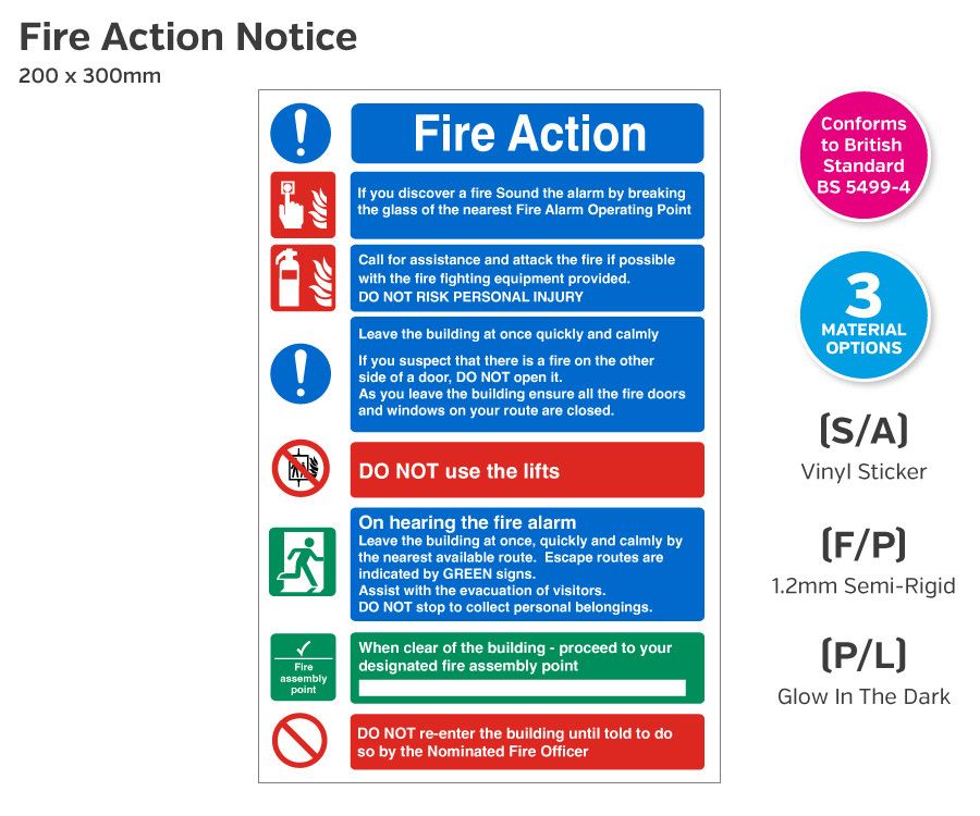 Fire Action Notice - 200 x 300mm