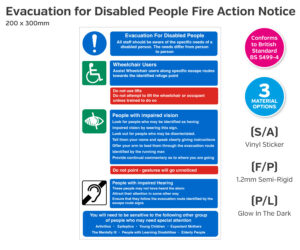 Evacuation for Disabled People Fire Action Notice - 200 x 300mm