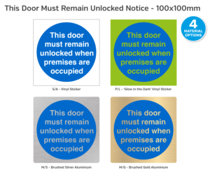 ms224 this door must remain unlocked 100x100