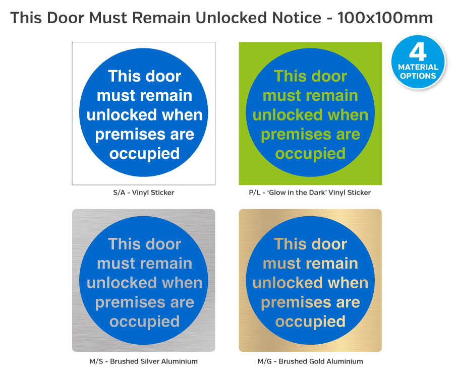 ms224 this door must remain unlocked 100x100