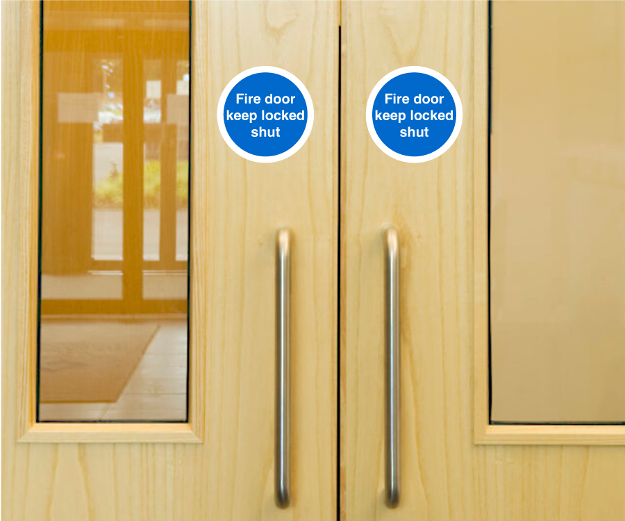 ms228 fire door keep locked shut 75mm sticker