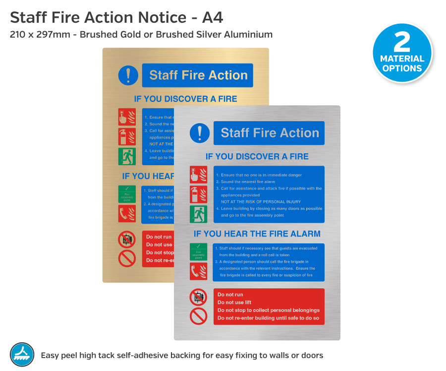 Premium Staff Fire Action Notice - A4