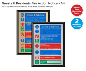 Premium Guests & Residents Fire Action Notice - A4 Framed
