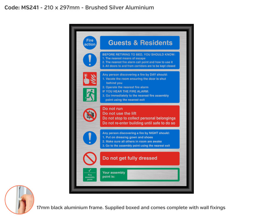 ms241-243 framed silver gold guests residents fire action a4