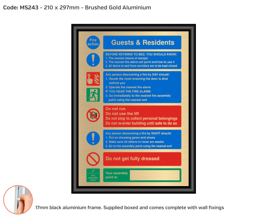 ms241-243 framed silver gold guests residents fire action a4