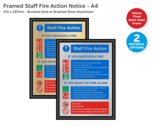 Premium Staff Fire Action Notice - A4 Framed