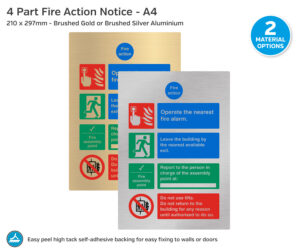Premium 4 Part Fire Action Notice - A4