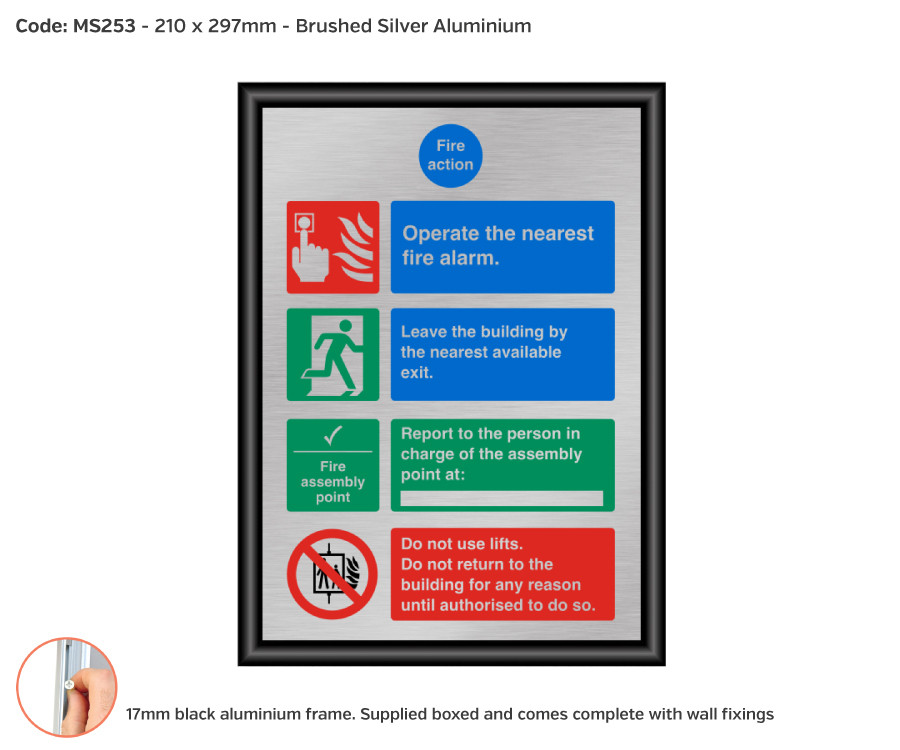 ms253-255 framed silver gold 4 part fire action a4