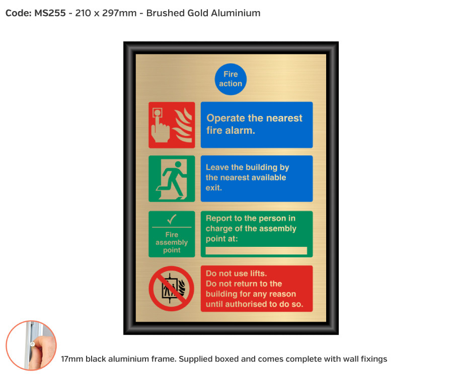 ms253-255 framed silver gold 4 part fire action a4