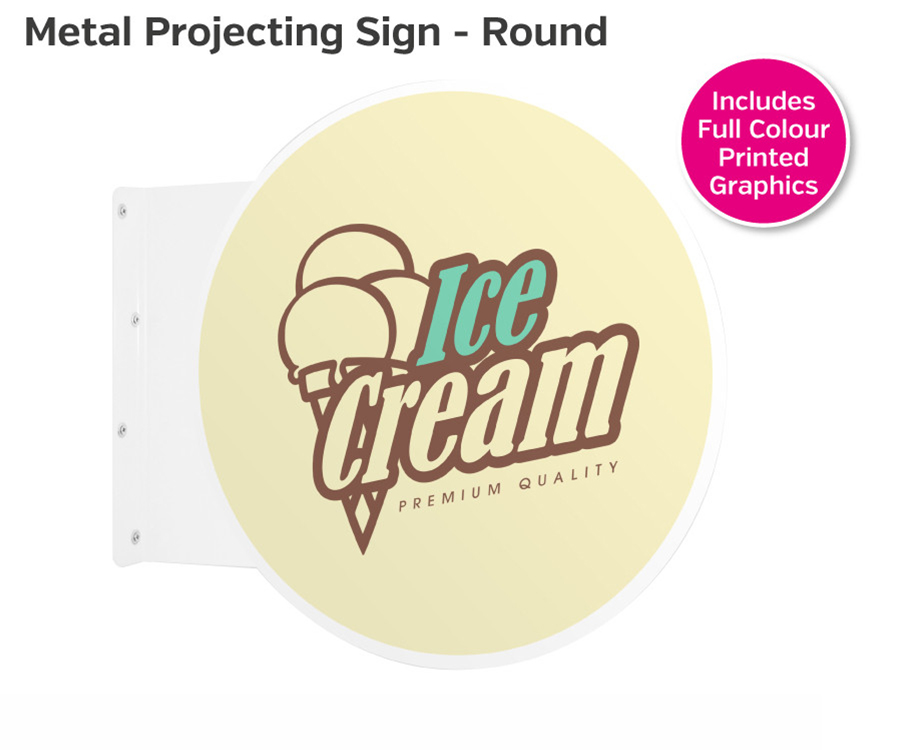 Round - Metal Projecting Notice