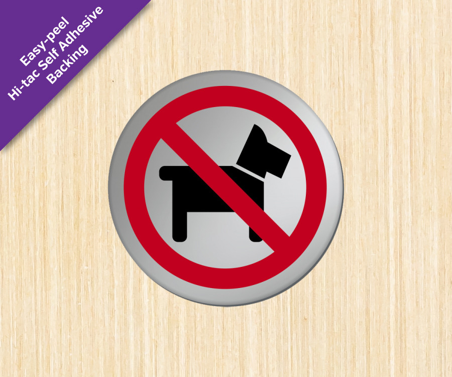 No Dogs Symbol 75mm Diameter Satin Silver Door Disc - DS016