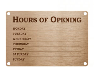 Classic Brushed Gold Hours of Opening Notice