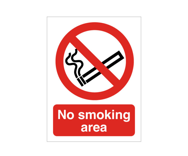 No Smoking Area Text and Symbol Notice