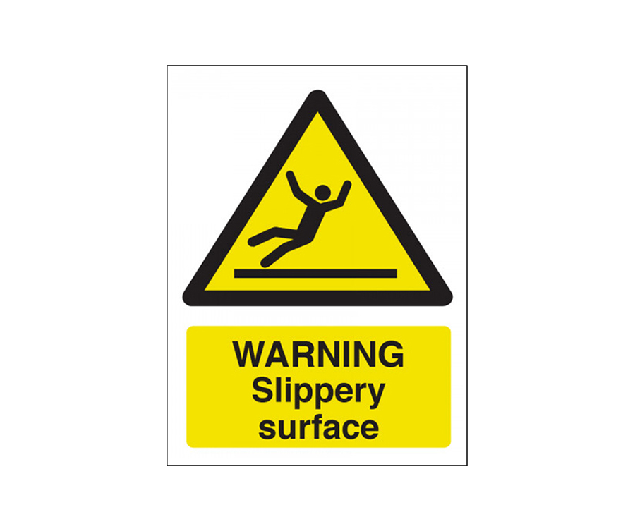 Warning Slippery Surface Safety Notice