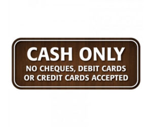 Cash Only - Window Sticker