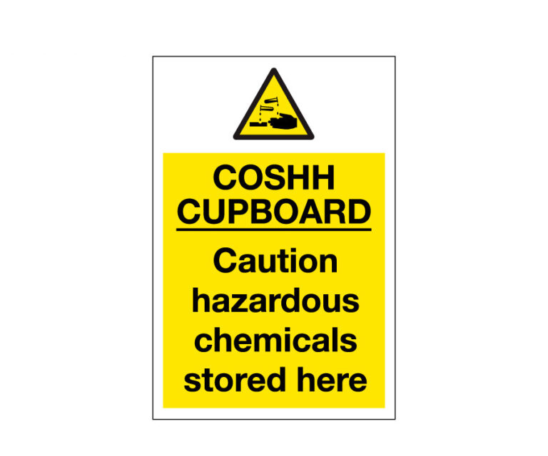 COSHH Cupboard - Caution hazardous chemicals stored here notice