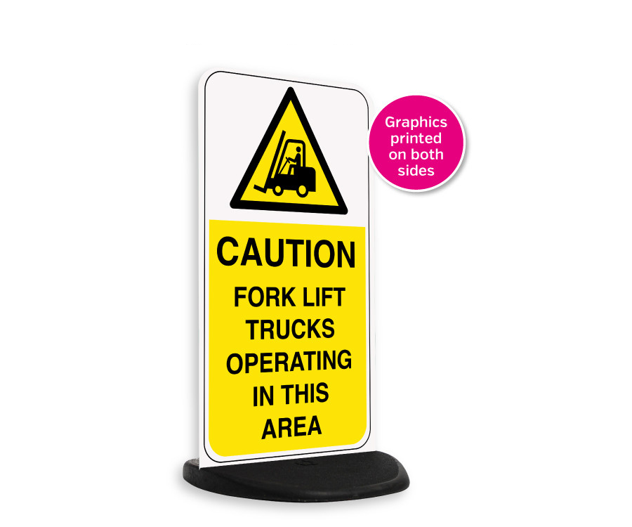 Caution Forklift Trucks Free Standing Safety Sign