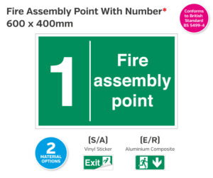 Wall Mounted Fire Assembly Point with Number* - 600 x 400mm