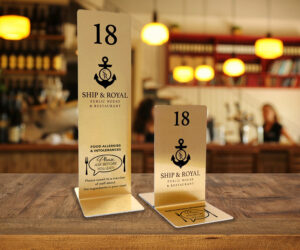 Branded Brushed Gold Allergy Awareness Table Numbers.